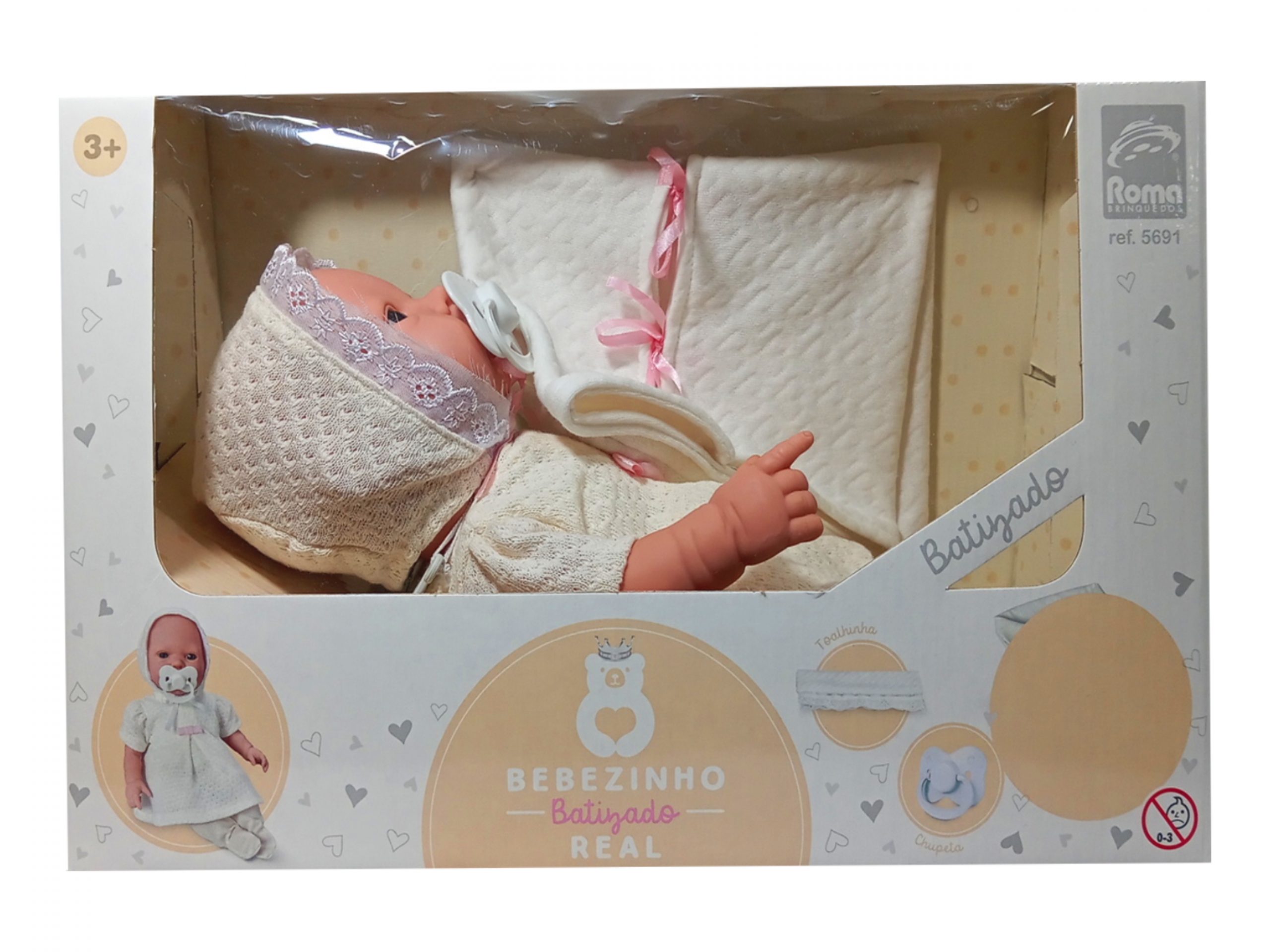Boneca Bebezinho Batizado Real com Chupeta - Roma Brinquedos, para brincar e se divertir Boneca Bebezinho Batizado Real com Chupeta - Roma Brinquedos, para brincar e se divertir