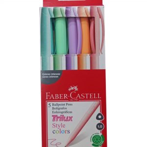 Conjunto 5 Canetas Esferográficas Trilux Style Colors 1.0mm Tons Pastel - Faber-Castell