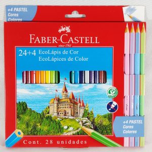 Lápis de Cor 24 cores EcoLápis + 4 lápis de Tons Pastel - FaberCastell