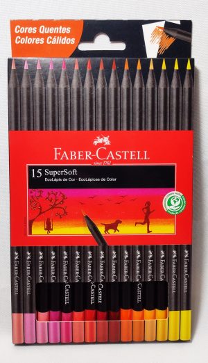 Lápis de Cor 15 SuperSoft Cores Quentes - FaberCastell  