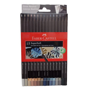 Lápis de Cor Supersoft 15 cores Neutras - Faber Castell