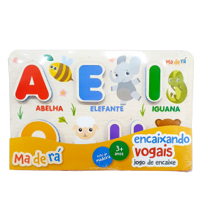Jogo De Vogais Em Madeira Com Encaixe
