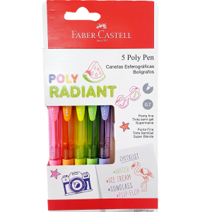 Caneta Esferográfica Poly 0.7mm Radiant Colors CX 5 UN - Faber-Castell