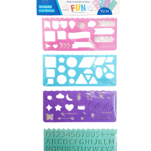 RÉGUA STENCIL FUN - BLISTER COM 4 UNIDADES
