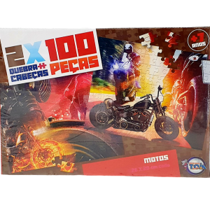 Quebra-Cabeça Puzzle 2 Em 1 Motos 2x100 - Brinquedo Toia Diversões