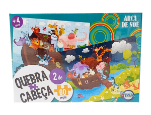 Quebra-Cabeça 2 em 1 Arca De Noé 60 Peças - Brinquedos Toys Diversões