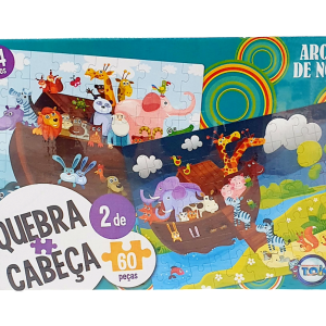 Quebra-Cabeça 2 em 1 Arca De Noé 60 Peças - Brinquedos Toys Diversões