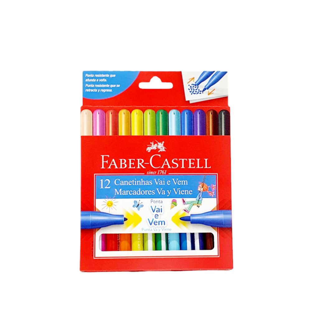Kit 12 Canetinhas Vai e Vem Marcadores - Faber Castell Kit 12 Canetinhas Vai e Vem Marcadores - Faber Castell