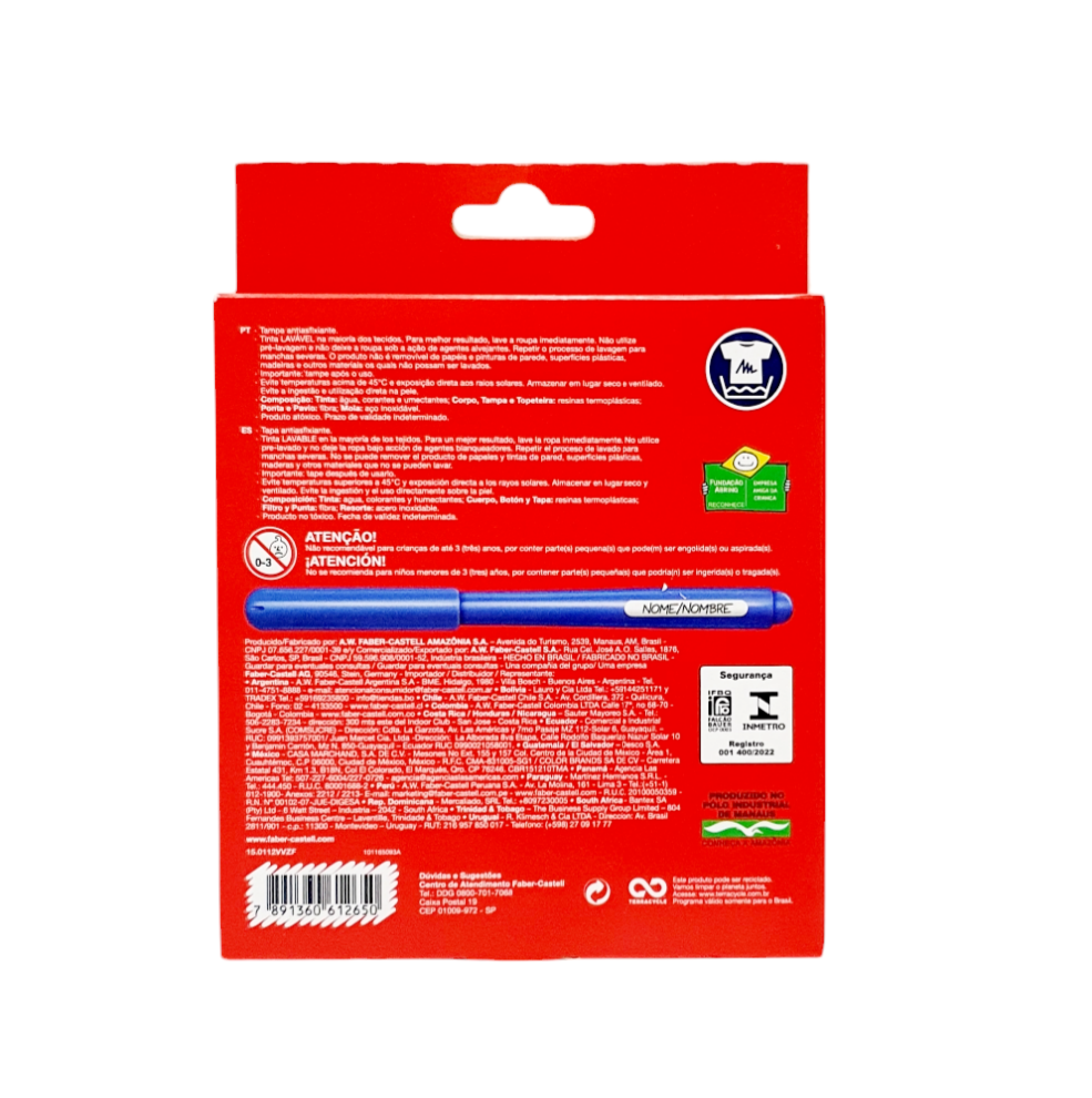 Kit 12 Canetinhas Vai e Vem Marcadores - Faber Castell Kit 12 Canetinhas Vai e Vem Marcadores - Faber Castell