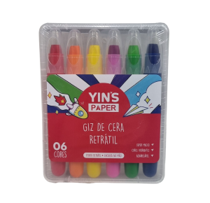 Giz de Cera Retrátil 6 Cores - Yin's Paper