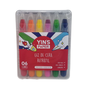 Giz de Cera Retrátil 6 Cores - Yin's Paper