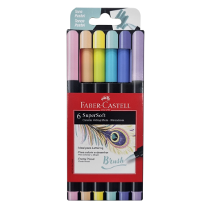 Caneta SuperSoft Brush Pastel 6 Cores - Faber-Castell