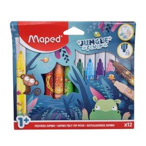 Caneta Hidrográfica Jumbo Jungle Fever 12 Cores - Maped