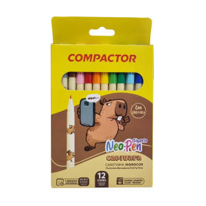 Canetinha Hidrográfica Neo-Pen Gigante Capivara 12 Cores - Compactor