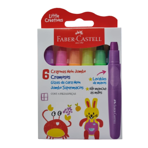 Giz de Cera Neon Jumbo Supermacio 6 Cores - Faber-Castell