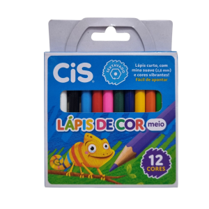 Lápis de Cor 12 Cores Sextavado Pequeno - Cis