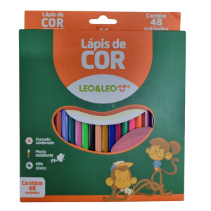 Lápis de Cor Sextavado 48 Cores - Leo&Leo