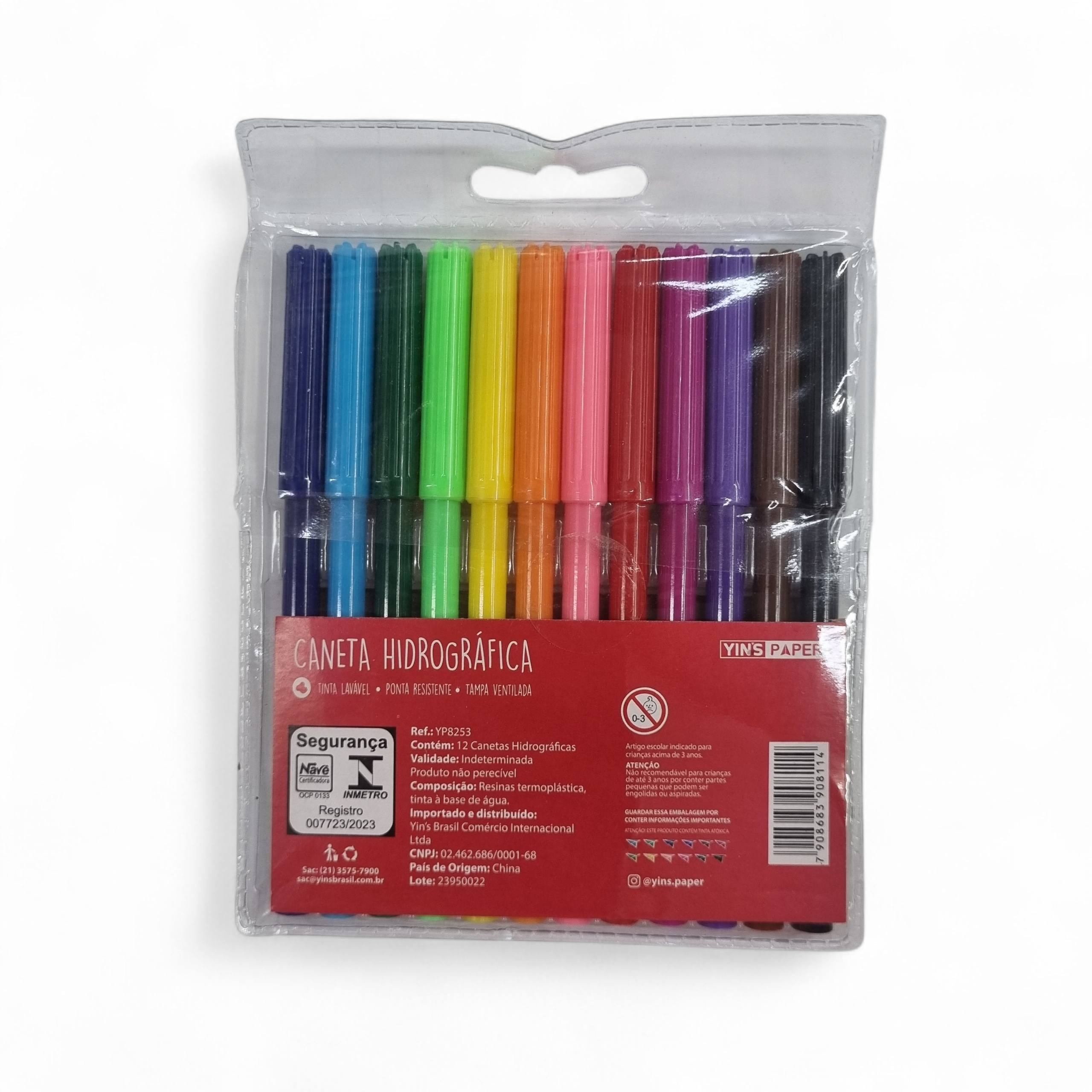 Caneta Hidrográfica 12 Cores - Yin's Paper Caneta Hidrográfica 12 Cores - Yin's Paper