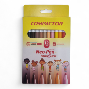Caneta Neo-Pen Gigante Raças & Cores 12 Cores - Compactor