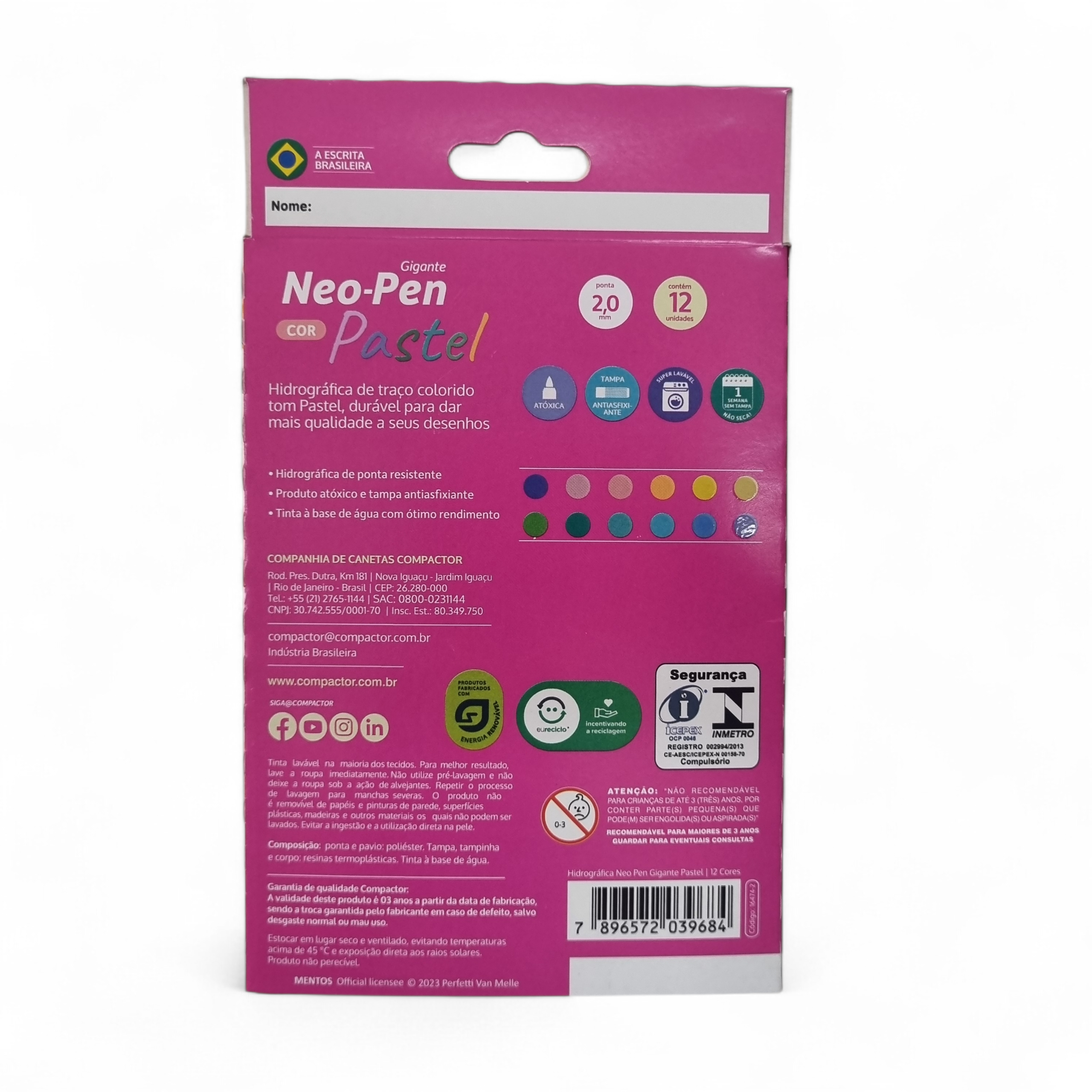 Canetinha Neo-Pen Gigante Cores Pastel Com Cheirinho Mentos – Compactor Canetinha Neo-Pen Gigante Cores Pastel Com Cheirinho Mentos – Compactor