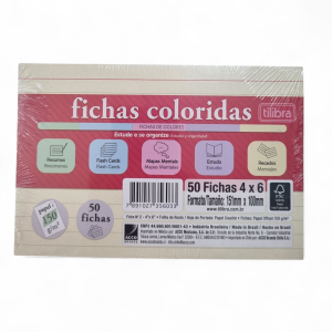 Kit 50 Fichas Coloridas 4 X 6 - Tilibra