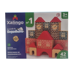 Brincando de Engenheiro 42 Peças em Madeira Reflorestada - Xalingo Brinquedos