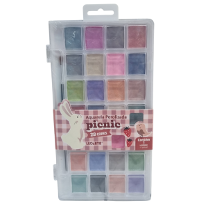 Kit Aquarela Perolizada Picnic 28 Cores + 1 Pincel - LeoArte
