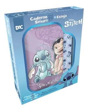 Kit Caderno Smart 90g Reposicionável + Estojo Disney Stitch - DAC
