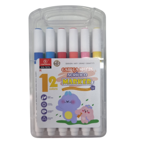 Marcador Acrílico 12 Cores KA-7879 - Kapbom