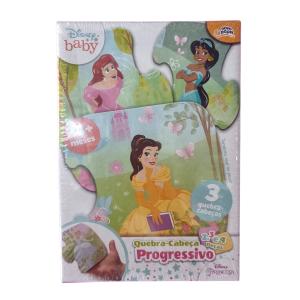 Quebra-Cabeça Infantil Progressivo Disney Princesas 2, 3 e 4 Peças - Novo Papel