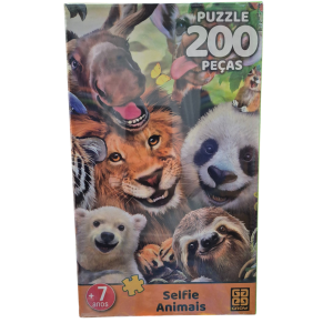 Quebra-Cabeça Selfie Animais 200 Peças - Grow