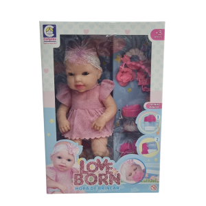 Boneca Love Born Hora de Brincar Interativa com Acessórios - Cotiplás