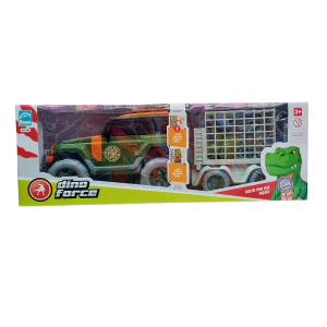 Jipe Off-Road Dino Force com Dinossauro e Jaula - Roma Brinquedos