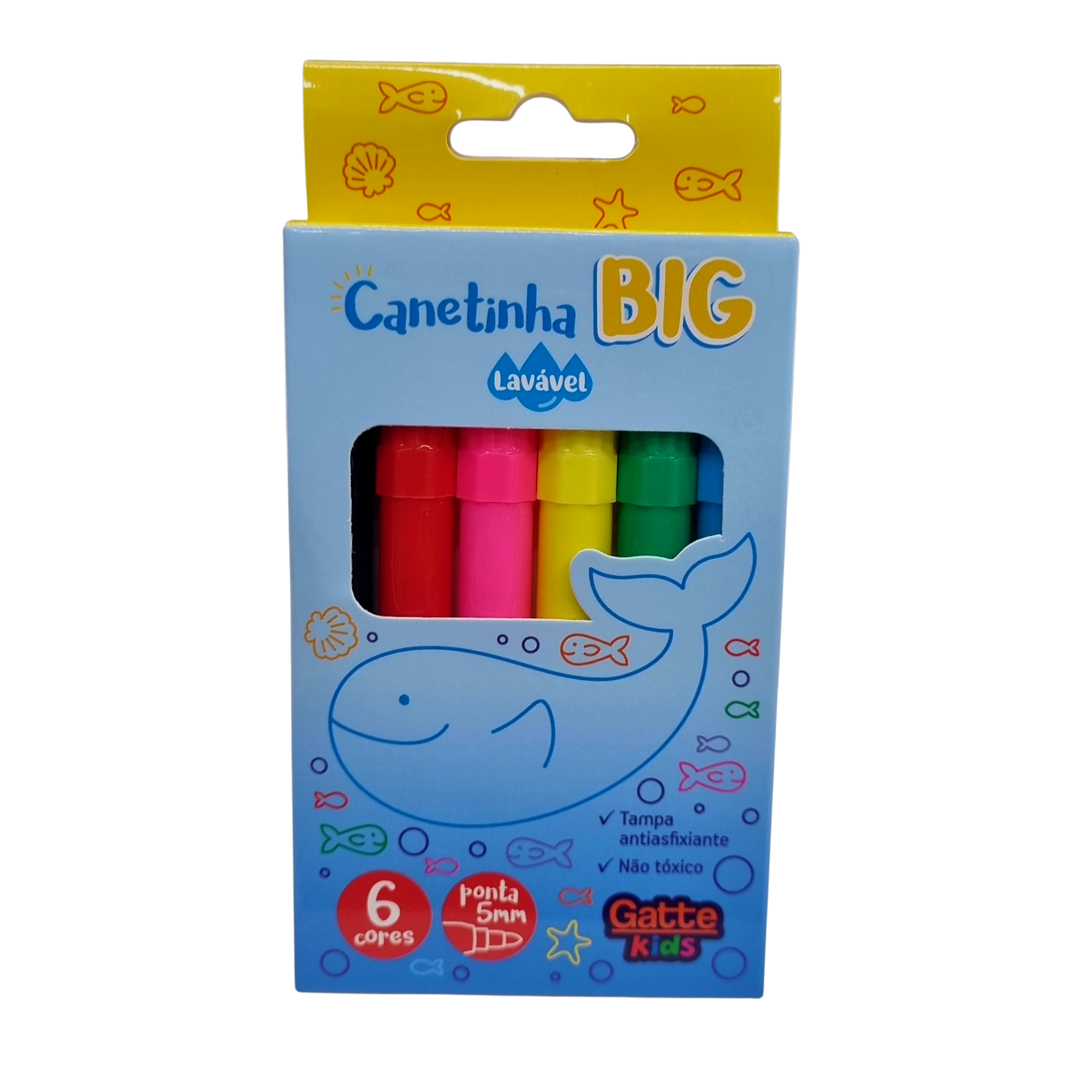 Canetinha Big Lavável 12 Cores Jumbo Infantil - Gatte Kids Canetinha Big Lavável 12 Cores Jumbo Infantil - Gatte Kids