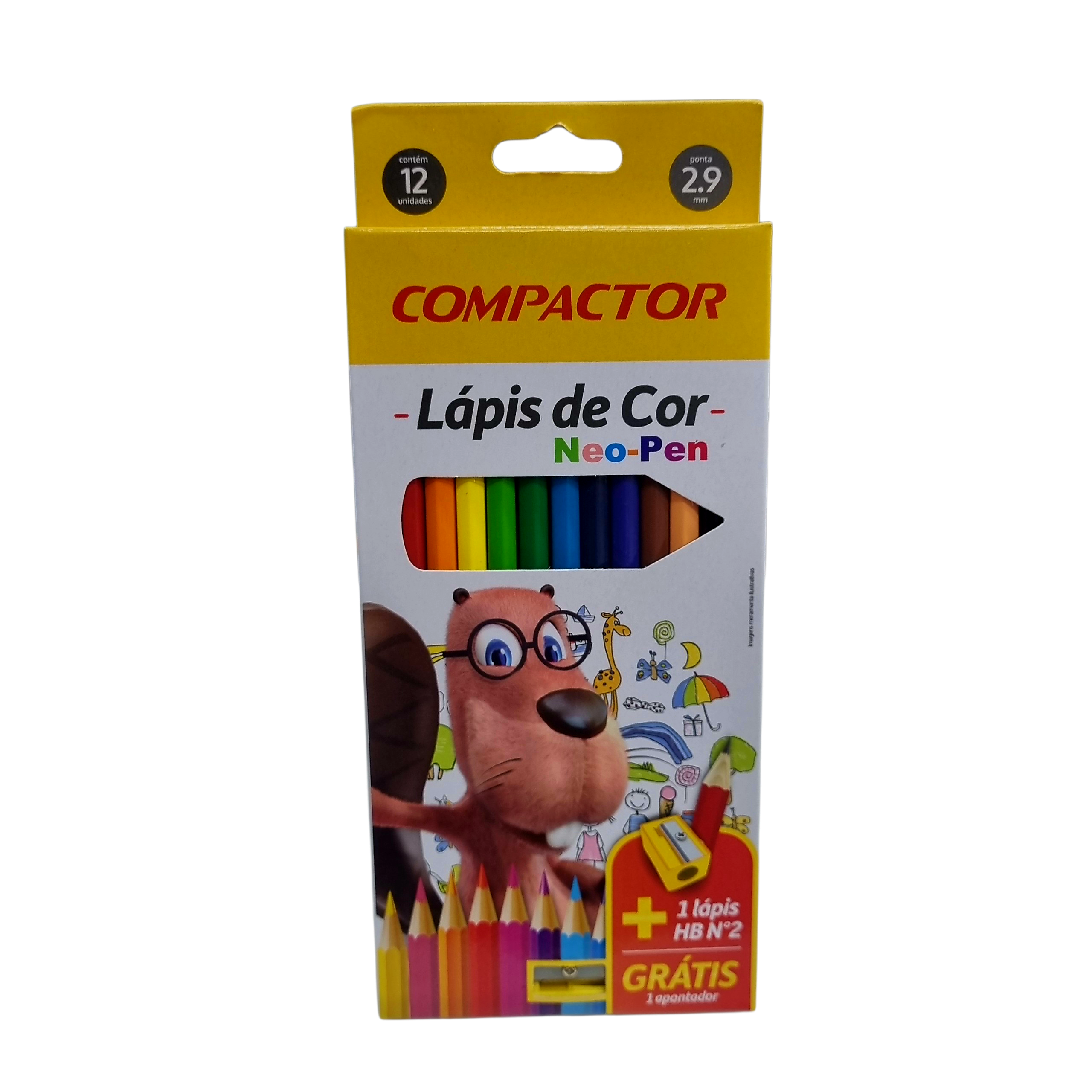 Lápis de Cor 12 Cores Neo-Pen + Lápis HB Nº2 + Apontador - Compactor Lápis de Cor 12 Cores Neo-Pen + Lápis HB Nº2 + Apontador - Compactor