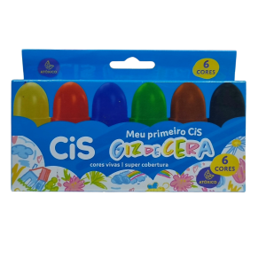Meu Primeiro Giz de Cera Infantil 6 Cores Jumbo - Cis