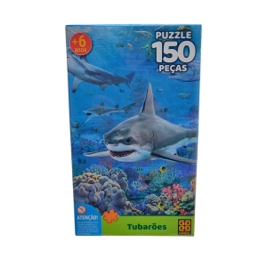 Puzzle Quebra-Cabeça Tubarões 150 Peças Infantil - Grow