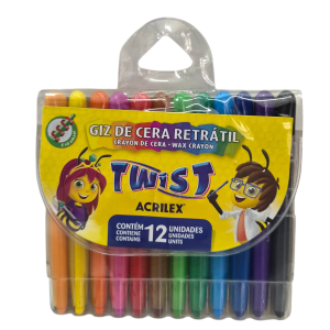 Giz de Cera Retrátil Twist 12 Cores Infantil - Acrilex