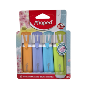 Marca Texto Pastel Kit com 4 Cores Ponta Chanfrada 1-5mm - Maped