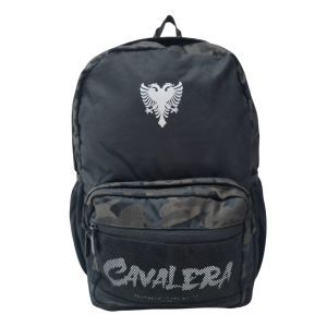Mochila Escolar Juvenil Preta Camuflada com Divisórias e Bolso Frontal - Cavalera