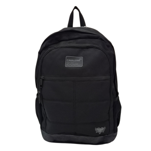 Mochila Escolar Masculina Preta com Bolso Frontal Casual - Cavalera