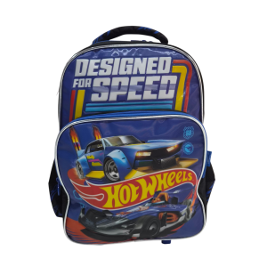 Mochila com Rodinhas Hot Wheels Infantil Azul com Bolso Frontal - Luxcel