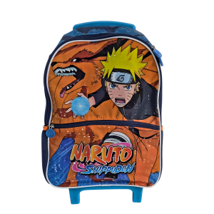 Mochila com Rodinhas Naruto Infantil Azul com Bolso Frontal - Pacific