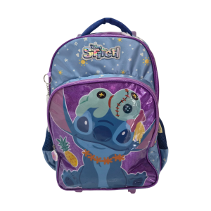 Mochila com Rodinhas Stitch Infantil Violeta com Bolso Frontal - Luxcel
