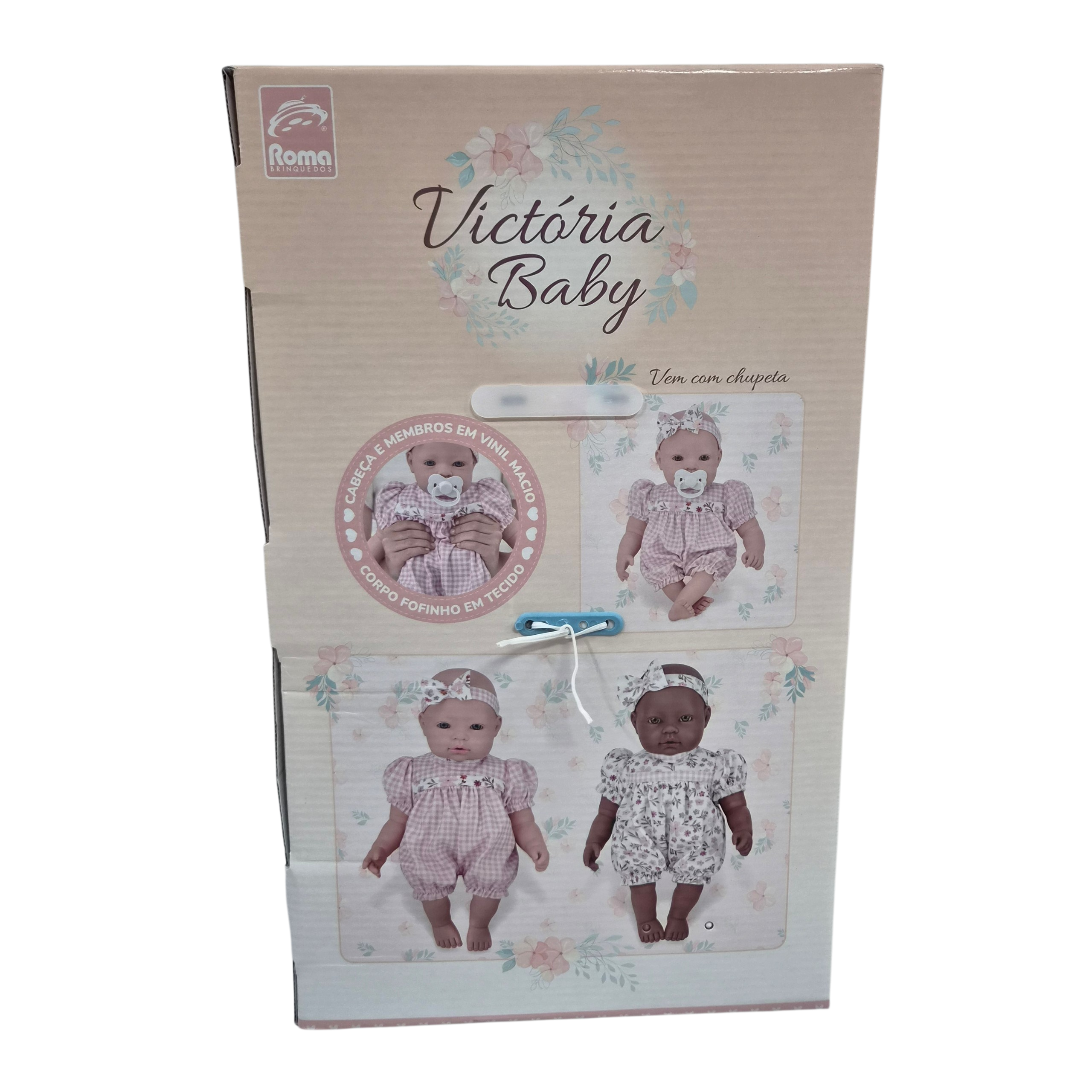 Boneca Victória Baby Bebê Realista com Chupeta e Acessórios - Roma Brinquedos Boneca Victória Baby Bebê Realista com Chupeta e Acessórios - Roma Brinquedos