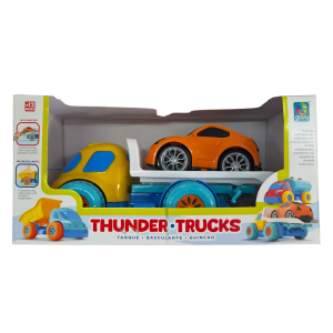 Caminhão Guincho Cegonha Infantil Thunder Trucks com Carrinho - Gava Toys