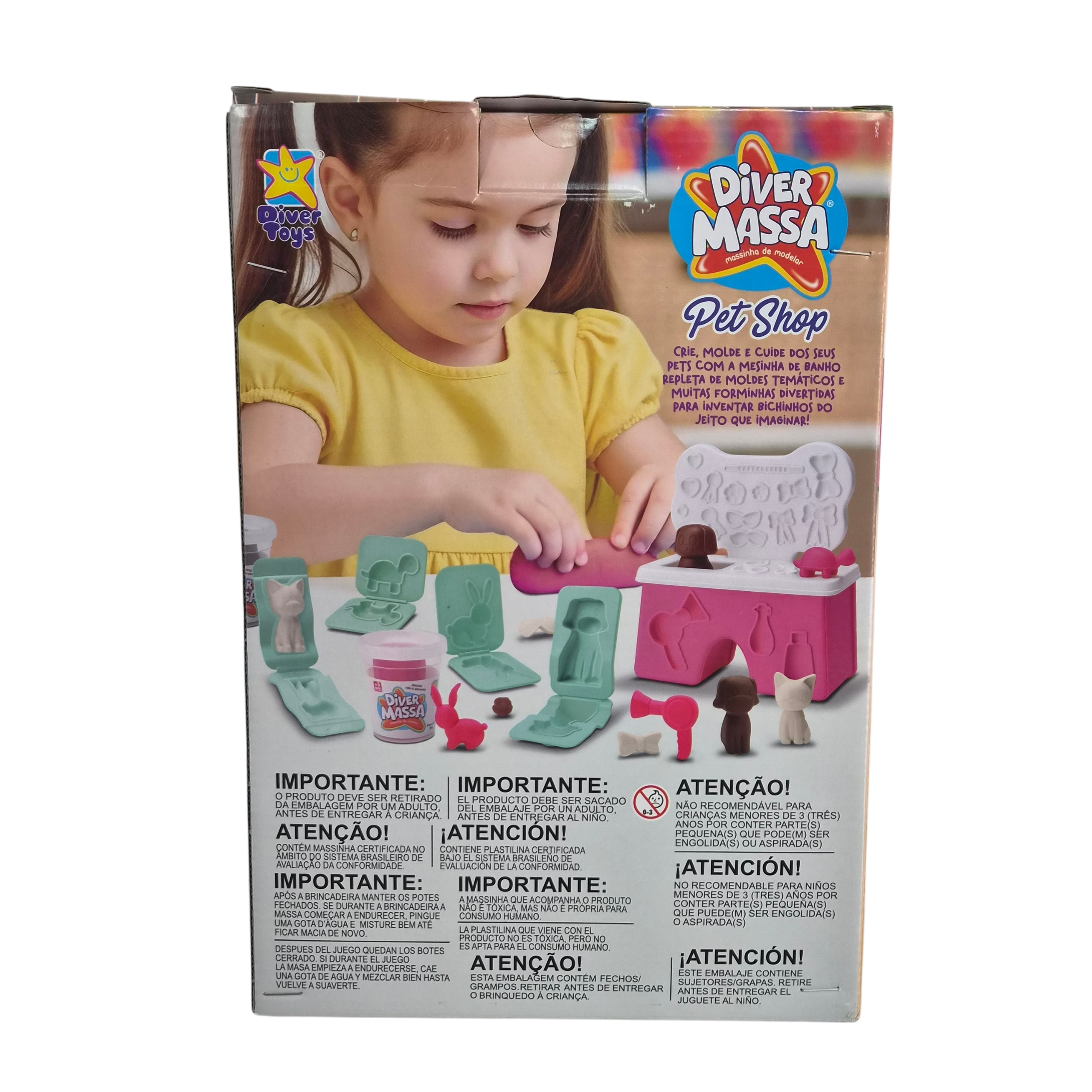 Kit Massinha Pet Shop Diver Massa com Animais e Acessórios - Diver Toys Kit Massinha Pet Shop Diver Massa com Animais e Acessórios - Diver Toys