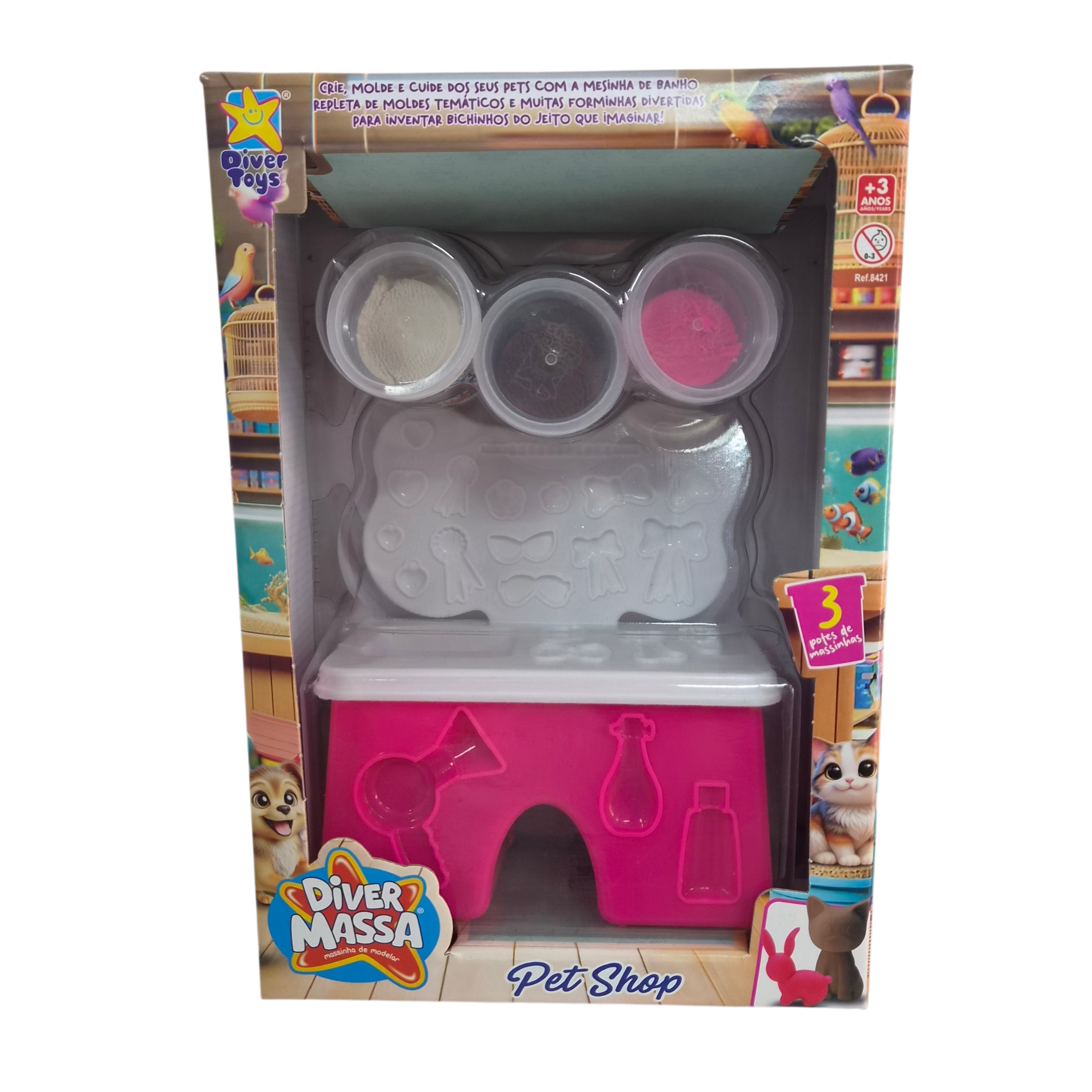 Kit Massinha Pet Shop Diver Massa com Animais e Acessórios - Diver Toys Kit Massinha Pet Shop Diver Massa com Animais e Acessórios - Diver Toys