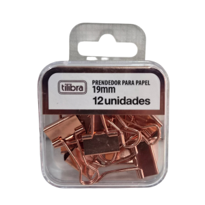 Prendedor de Papel 19mm Dourado com 12 Unidades - Tilibra