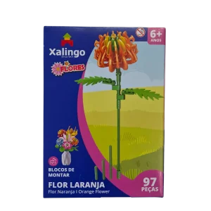 Blocos de Montar Flor Laranja Mundo Encantado 97 Peças - Xalingo